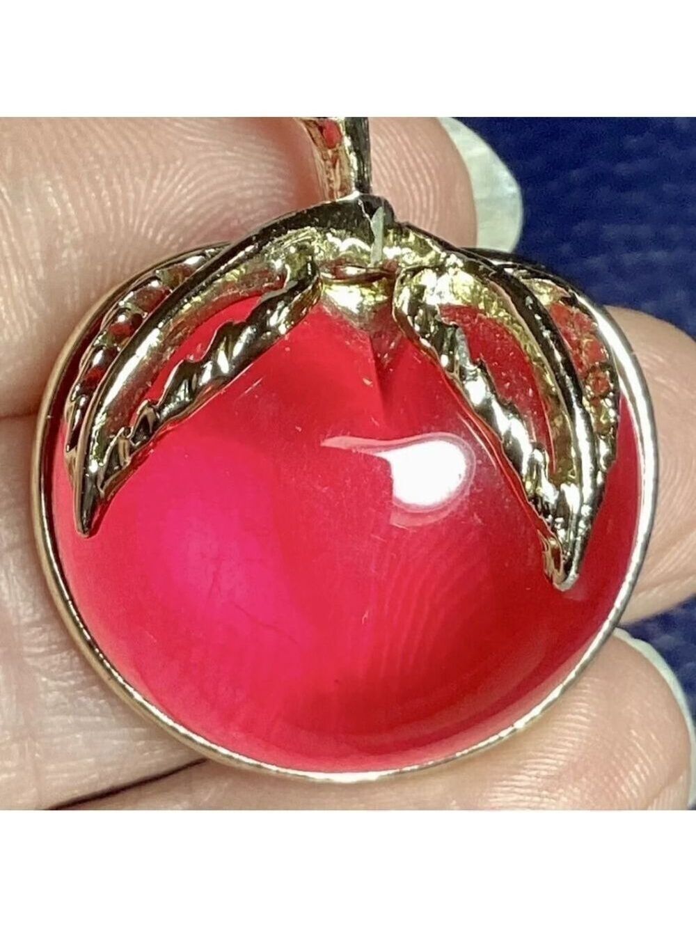 Vintage SARAH COVENTRY Designer Signed Red Jelly Belly Cherry Apple Brooch Pin